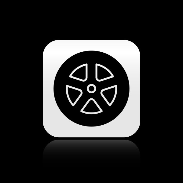 黑色车轮图标孤立在黑色背景图片下载