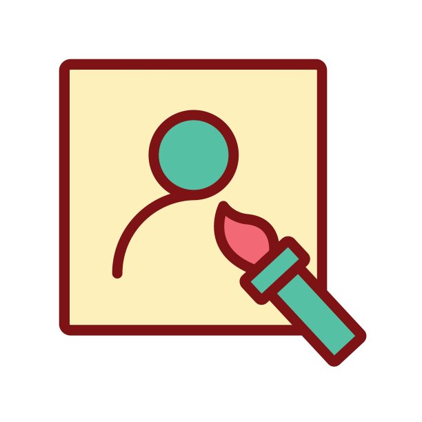 画笔和纸文具办公室工具图标卡通风格图片下载