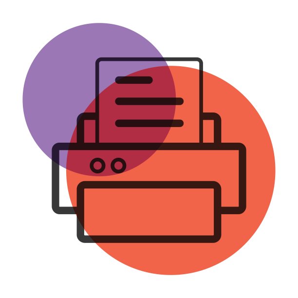 打印机矢量图标颜色标记图片下载