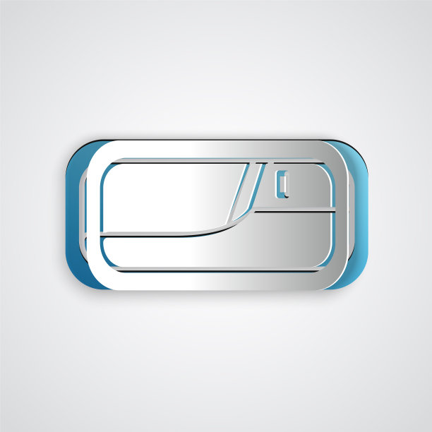 剪纸汽车门把手图标孤立在灰色图片下载