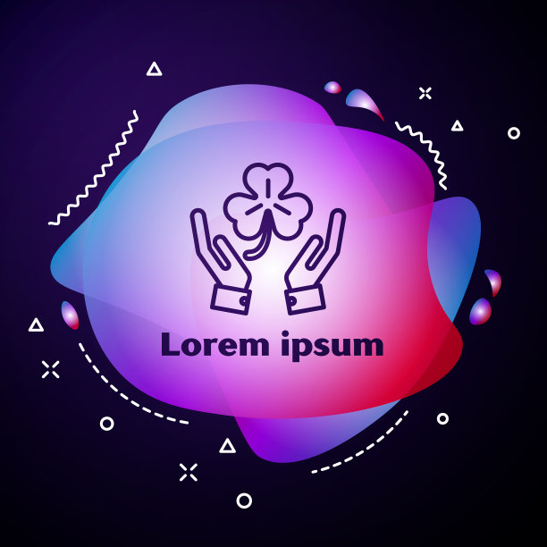 紫色线条的人类双手捧着四片三叶草图片下载