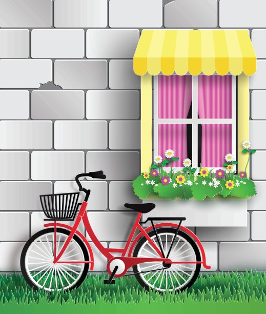 花园里的自行车图片下载