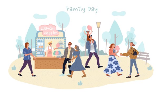 人们在公园的商店里买棉花糖图片下载