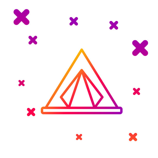 彩色线旅游帐篷图标孤立在白色图片下载