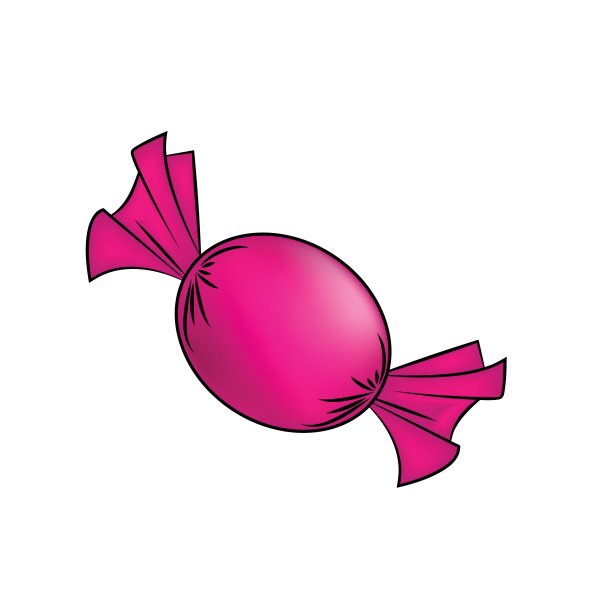 圣诞包裹糖果。粉红色包装的糖果，糖果在一张纸。矢量插图孤立在白色背景上。图片下载