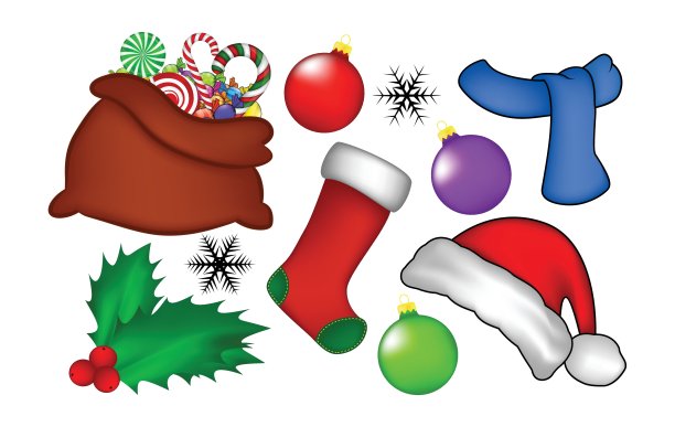 圣诞图标集，象征，设计。冬季矢量插图孤立在白色背景。图片下载