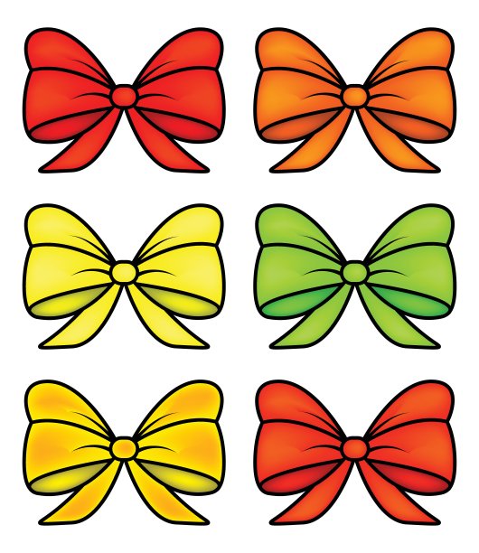 丝带蝴蝶结为圣诞礼物的象征设计。矢量插图孤立在白色背景。图片下载