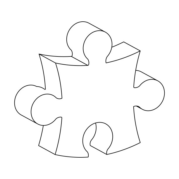 拼图3D轮廓矢量符号图标设计图片下载