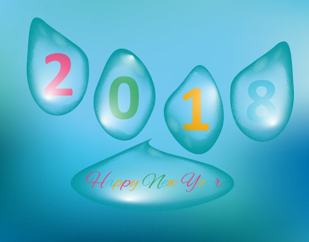 圣诞快乐，2018年新年快乐，节日背景有水滴。圣诞贺卡图片下载