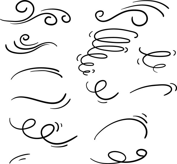 风图标自然波浪流动与手绘图片下载