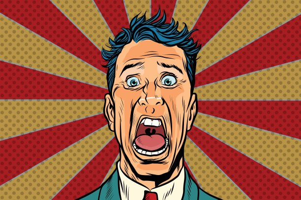 波普艺术家惊恐地尖叫，惊慌失措图片下载