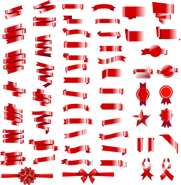 丝带设置在白色的背景图片下载