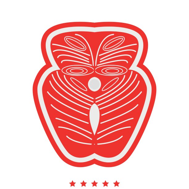 一块鲑鱼鱼的图标。平的风格图片下载