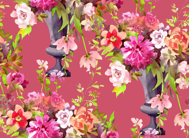 水彩植物无缝图案图片下载