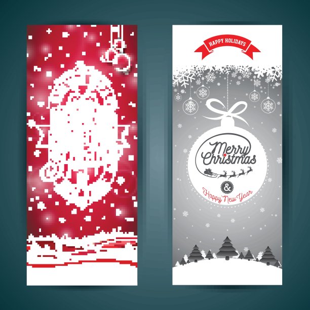 矢量圣诞快乐和新年贺卡插图与印刷设计和雪花在冬季景观背景。图片下载