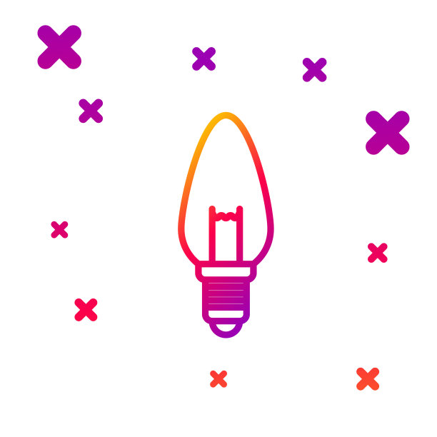彩色线条灯泡与概念概念图标图片下载