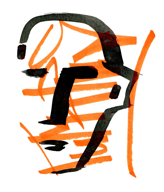 涂鸦人，风格化的肖像。笔和墨水。孤立在白色背景上。图片下载