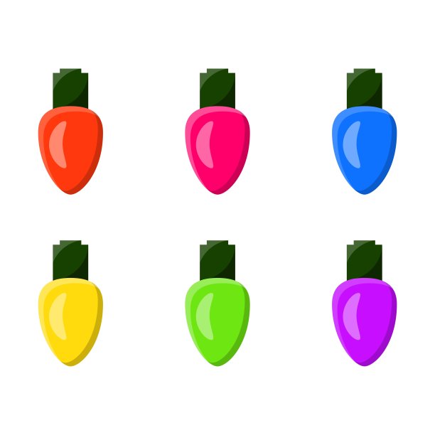 灯泡，花环设置圣诞设计孤立在白色的背面图片下载