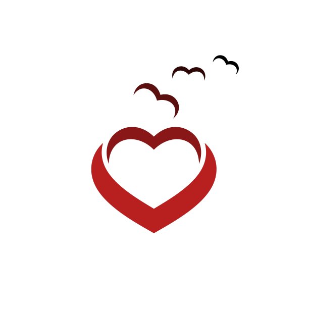 心形鸟标志模板插图设计。向量EPS 10。图片下载