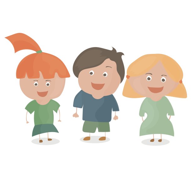 一个男孩和两个女孩。有趣的卡通和矢量青少年人物图片下载