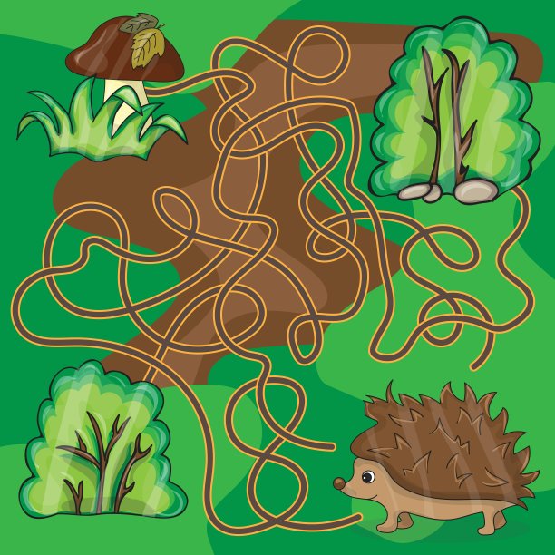 迷宫游戏帮助刺猬找到找到蘑菇的方法图片下载