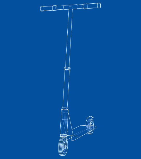 踢踏板车大纲。向量图片下载