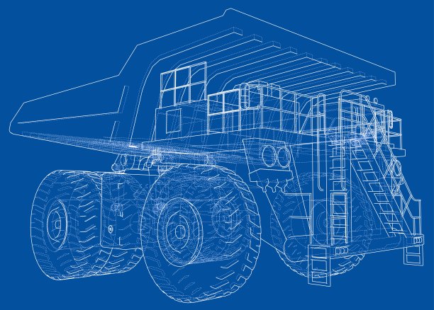 大卡车轮廓矢量渲染3d图片下载