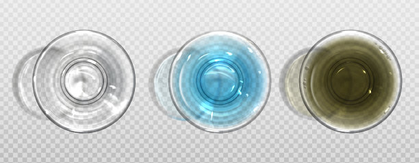 空的，装满了纯的和脏的水杯图片下载