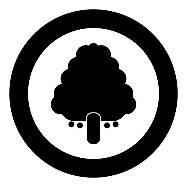圆形黑色果树图标图片下载