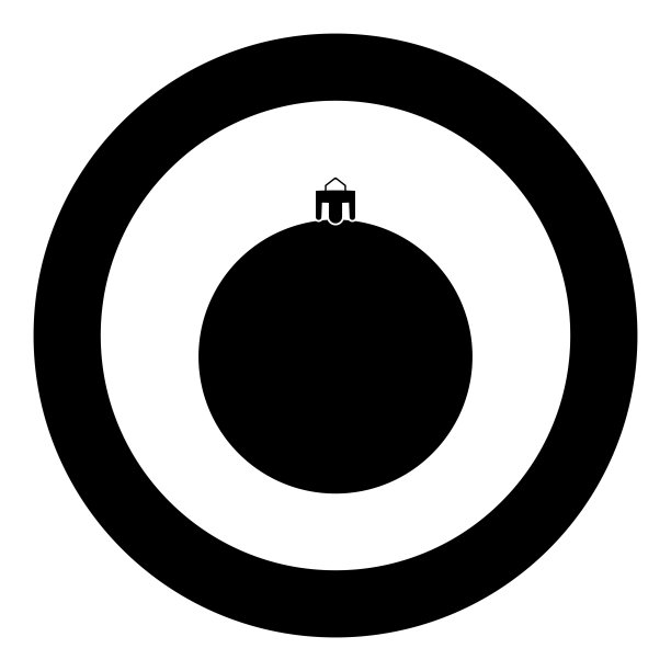 新年球体：圆形圣诞球黑色图标矢量插画图片下载
