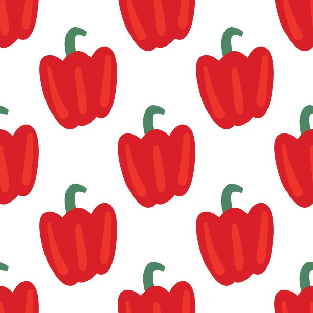 蔬菜无缝模式与保加利亚胡椒在白色的背景。健康的食物背景为您的设计。矢量插图。图片下载