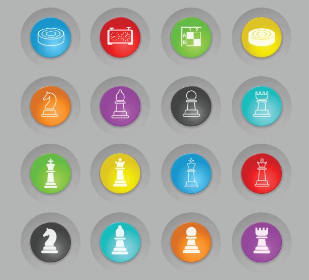 象棋彩色塑料圆形按钮设置图标图片下载