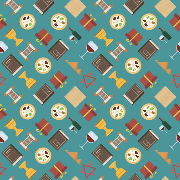 逾越节假日平面设计图标无缝图案图片下载