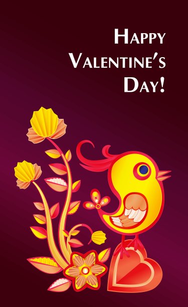 纸艺术情人节插图与鸡，花和心图片下载