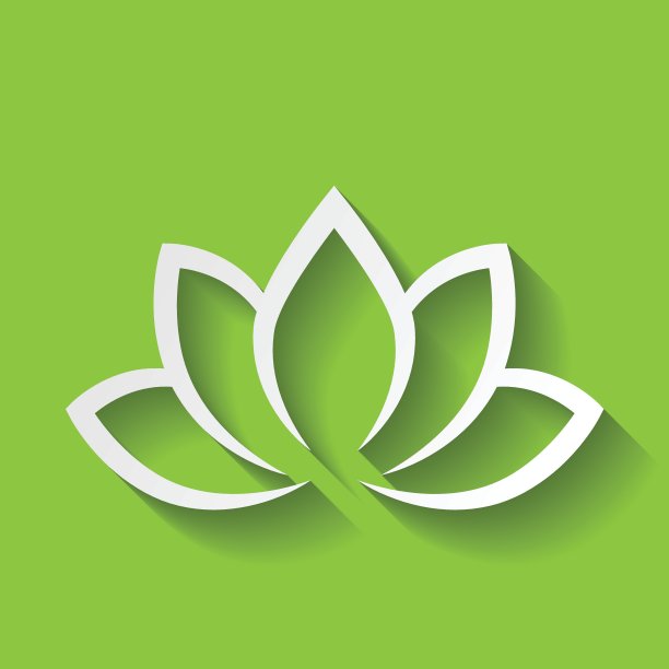 荷花图标上的绿色渐变背景。养生、水疗、瑜伽、美容、健康的生活方式主题。矢量图图片下载