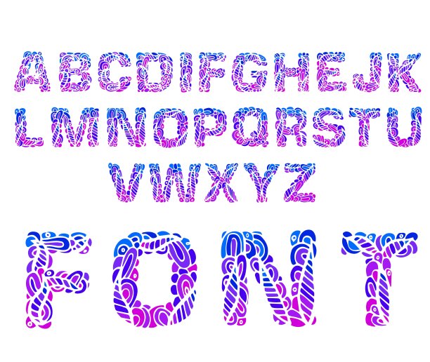 抽象艺术字体彩色字母矢量插画设计理念。图片下载