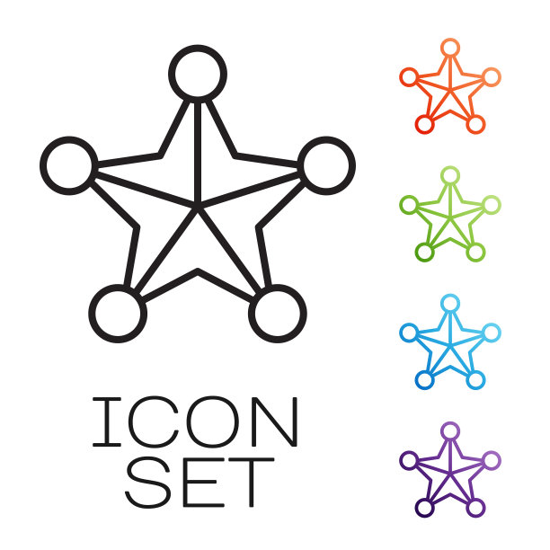 黑线六角形警长图标孤立在白色上图片下载