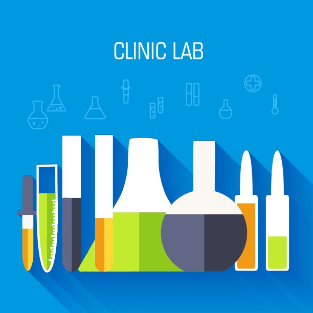 平面医学实验室图标插图信息图表概念。向量背景设计。模板为网站和移动设备图片下载
