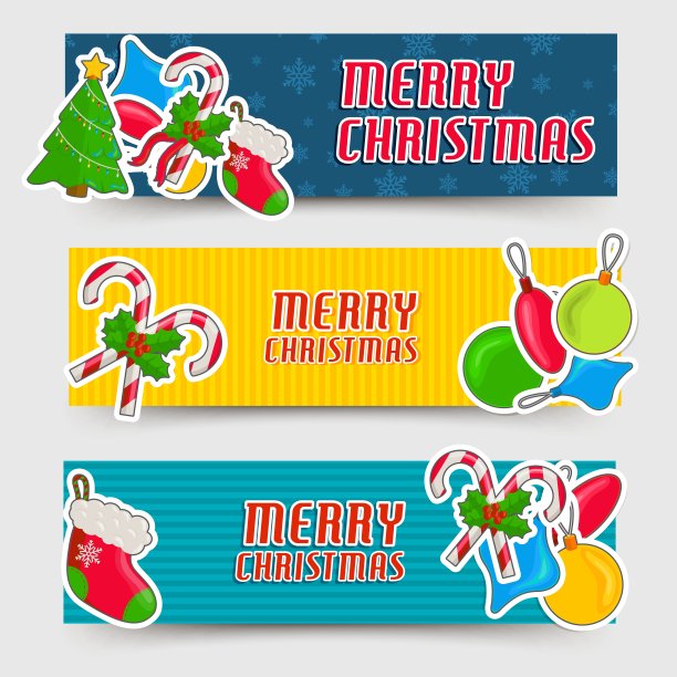 圣诞快乐和新年快乐横幅卡片的概念。矢量插图设计图片下载