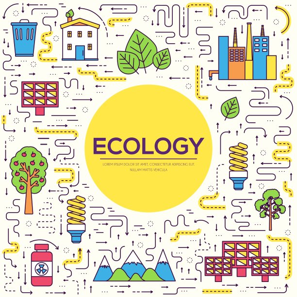 细线自然资源现代插画概念。从生态到清洁能源的信息图表方式。图标在孤立的白色背景。平面矢量模板设计的网页和移动应用程序。图片下载