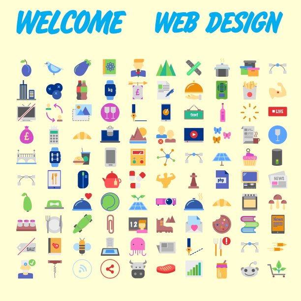 100个通用图标用于不同主题的网页设计。向量图片下载