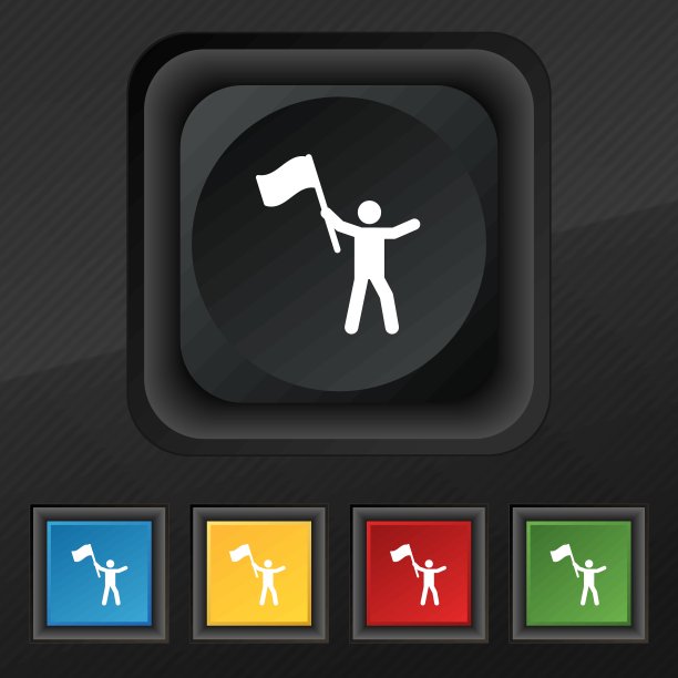 彩色图标和标志的形式的按钮或符号为您的设计。向量图片下载