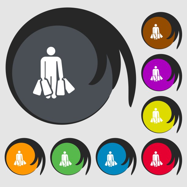 彩色图标和标志的形式的按钮或符号为您的设计。向量图片下载