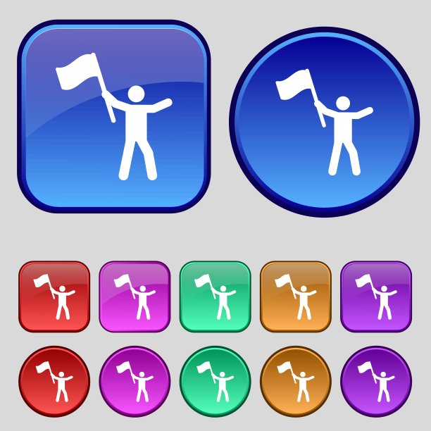 彩色图标和标志的形式的按钮或符号为您的设计。向量图片下载