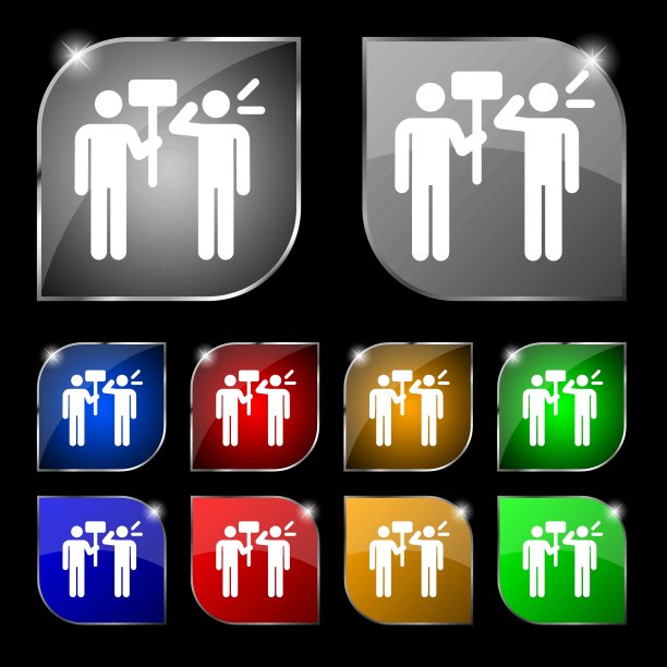 彩色图标和标志的形式的按钮或符号为您的设计。向量图片下载