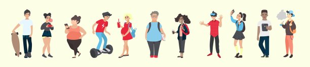 一群年轻人。青少年活动与青少年问题概念。国际多样化青少年团体。矢量插画平面卡通学生。图片下载
