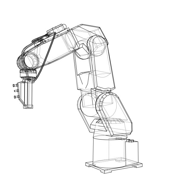 3D轮廓机械臂。三维矢量渲染图片下载