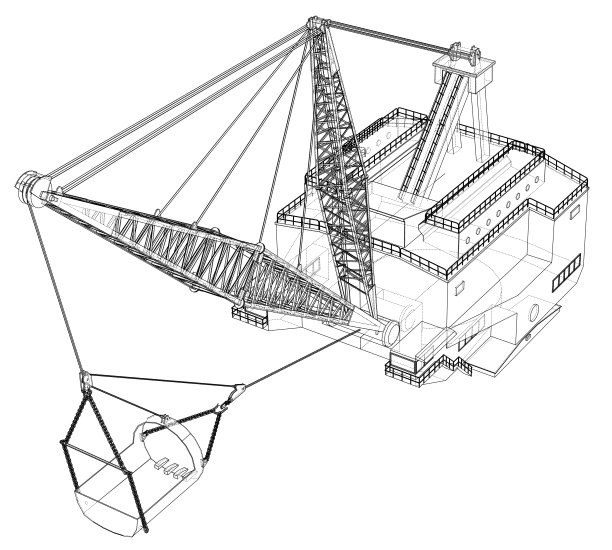 拉铲挖土机挖掘机行走。向量图片下载