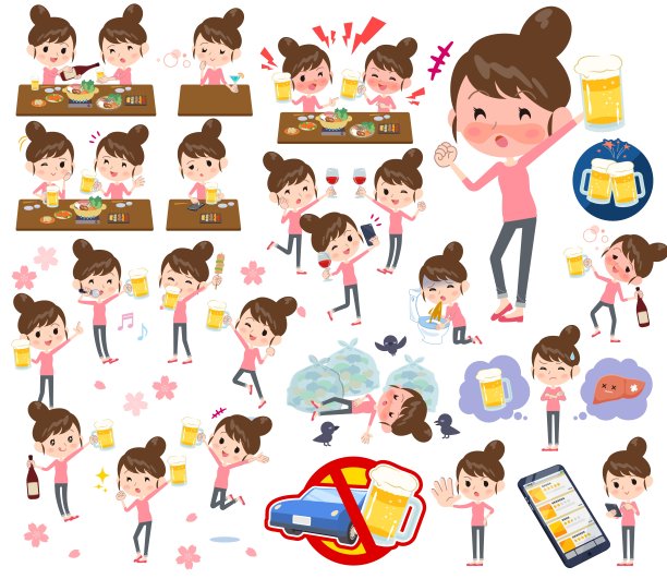 一群和酒精有关的女人。有一个活泼的外表图片下载