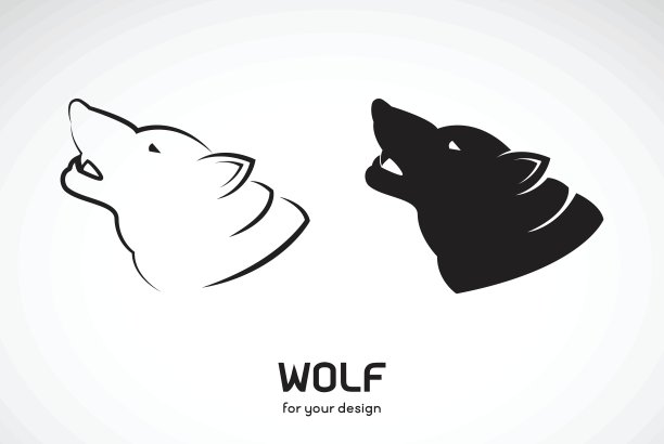 矢量狼头设计在白色的背景，野生动物，Ve图片下载